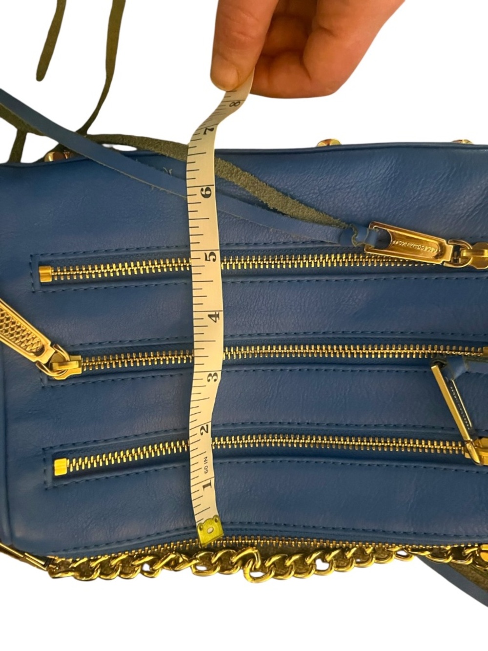 Rebecca Minkoff Mini 5-Zip Rocker Leather Crossbody Bag Electric Blue - Picture 12 of 13